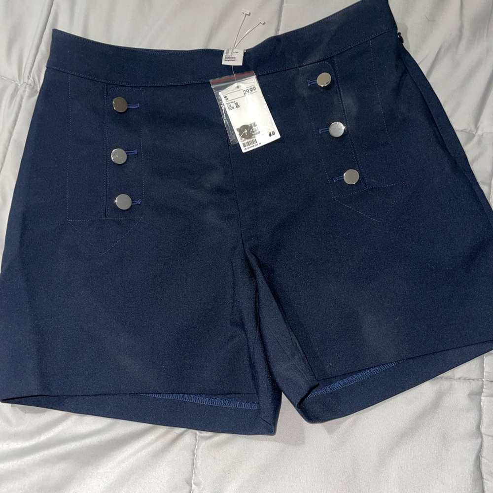 H&M Dark Blue High Waist Women's Shorts